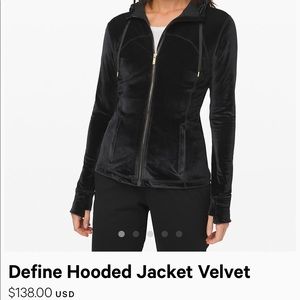 NWT!! Lululemon Black Velvet Define Jacket!